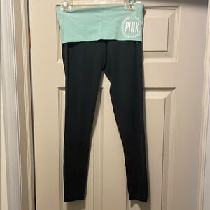 PINK Victoria's Secret Black and Light Green Leggings